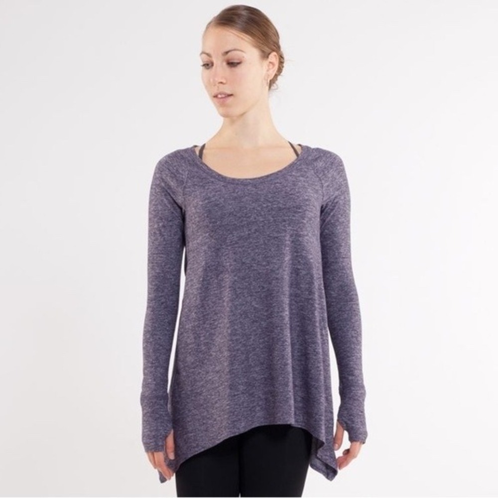 Lululemon Yogi Everyday Long Sleeve Top Purple Space Dye Thumbholes Size 6